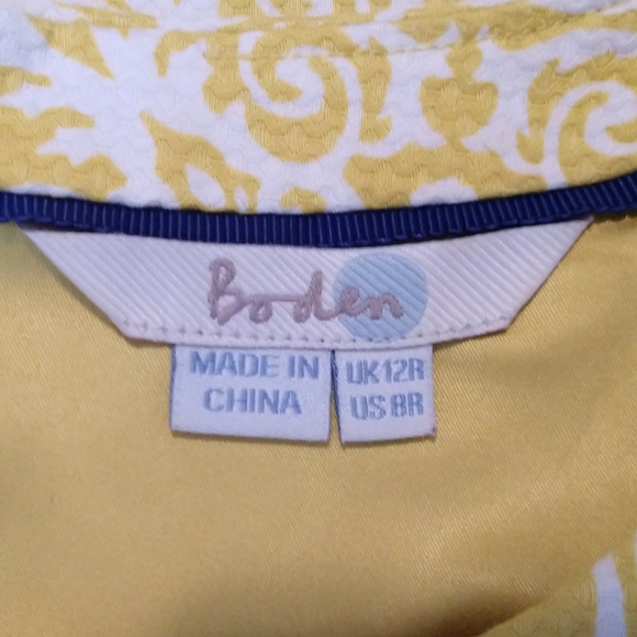 Boden Talia Dress Textured Yellow Damask Size 8 - Picture 7 of 8